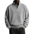 thumbnail image 1 of Mens Quarter Zip Pullover Waffle Knit Textured 1/4 Zip Up Sweatshirt Business Trendy Lightweight Big And Tall Shirts Gray M, 1 of 3