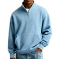 thumbnail image 1 of Mens Quarter Zip Pullover Waffle Knit Textured 1/4 Zip Up Sweatshirt Business Trendy Lightweight Big And Tall Shirts Light Blue XL, 1 of 3