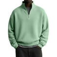 thumbnail image 1 of Mens Quarter Zip Pullover Waffle Knit Textured 1/4 Zip Up Sweatshirt Business Trendy Lightweight Big And Tall Shirts Light Green M, 1 of 3