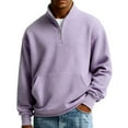 thumbnail image 1 of Mens Quarter Zip Pullover Waffle Knit Textured 1/4 Zip Up Sweatshirt Business Trendy Lightweight Big And Tall Shirts Purple XL, 1 of 3