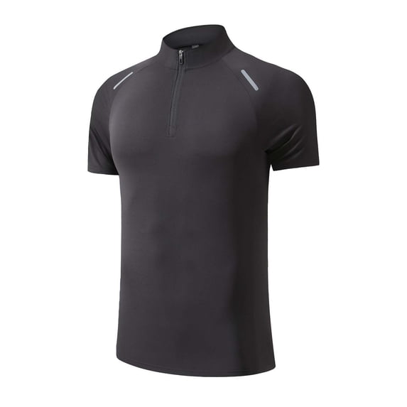 Mens Quarter Zip Raglan Short Sleeve Golf Shirt, Muscle Fit Mock Neck Athletic Workout Top, Summer Casual Breathable Quick Dry Performance Running Training Tee for Baseball