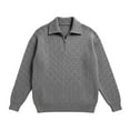 thumbnail image 1 of Mens Quarter Zip Sweater Cable Knitted Pullover Sweaters Textured Solid Colors Sweater, 1 of 4