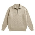 thumbnail image 1 of Mens Quarter Zip Sweater Cable Knitted Pullover Sweaters Textured Solid Colors Sweater, 1 of 4