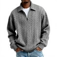 thumbnail image 1 of Mens Quarter Zip Sweater Long Sleeve Cable Knit Neck Polo Soft Casual Pullover Sweaters Gray L, 1 of 4
