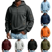 Mens Quarter Zip Sweatshirt Athletic Pullover Sportswear Hoodie,3XL