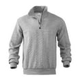 thumbnail image 1 of Mens Quarter Zip Sweatshirt Casual Long Sleeve Stand Collar Quilted Pullover Top Fall Winter Outdoor Knitted Sweater, 1 of 7