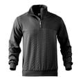 thumbnail image 1 of Mens Quarter Zip Sweatshirt Casual Long Sleeve Stand Collar Quilted Pullover Top Fall Winter Outdoor Knitted Sweater, 1 of 7