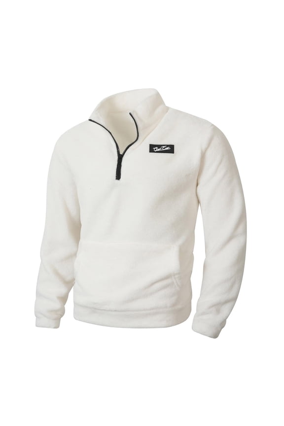 Mens Quarter Zip Sweatshirt Sherpa Lined Fleece Plush Mock Neck Fashion Athletic Warm Pullover Casual Soft Polo Golf Shirt