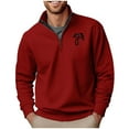 thumbnail image 1 of Mens Quarter Zip Sweatshirts Long Sleeve Stand Collar Casual Pullover Fall Sweatshirt Red XL(XL), 1 of 4