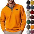 thumbnail image 1 of Mens Quarter Zip Sweatshirts Long Sleeve Stand Collar Casual Pullover Fall Sweatshirt Yellow XL(XL), 1 of 5