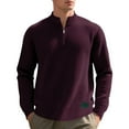 thumbnail image 1 of Mens Quarter Zip Sweatshirts Long Sleeve Stand Collar Casual Pullover Waffle Texture Fall Sweatshirt Tops (3XL, Wine), 1 of 5