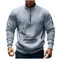 thumbnail image 1 of Mens Quarter Zip Sweatshirts Military Tactical Casual 1/4 Zip Fleece Sweatshirt with Pocket Cargo Work Long Sleeve Pullover Tops Comfortable Sweater Outdoor Gym Top Outerwear, 1 of 4