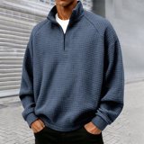 Mens Quarter Zip Sweatshirts Solid Stand Collar Long Raglan Sleeve ...