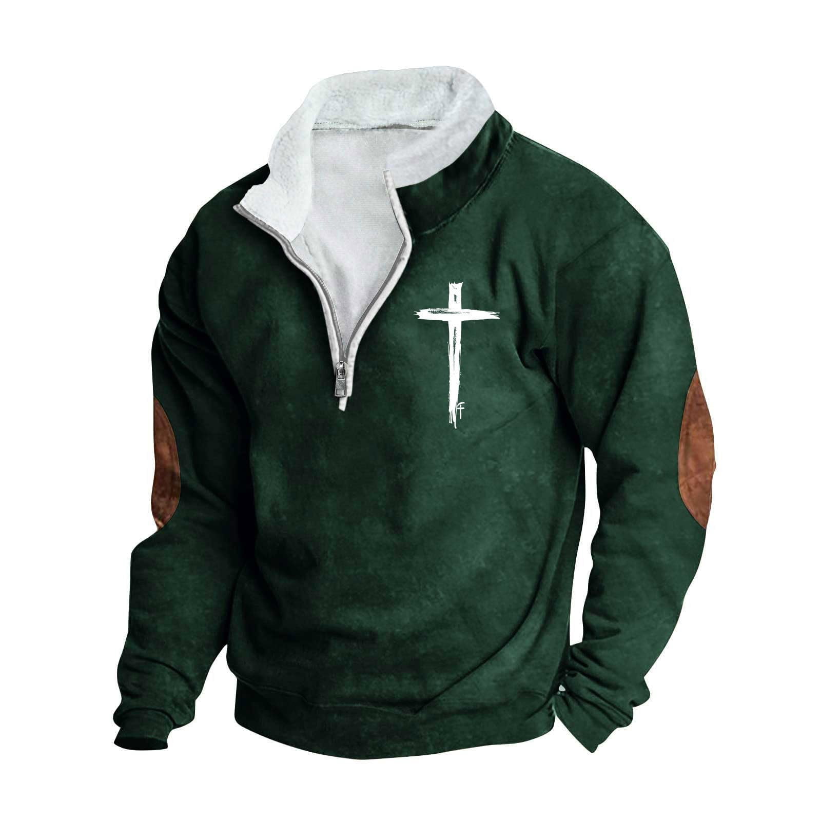 Mens Quarter-Zip Sweatshirts Stylish Cross Jesus Christ Christians ...