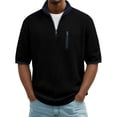 thumbnail image 1 of Mens Quarter Zipper Pullover Summer Casual Short Sleeve Solid Color Outdoor Hiking Tops Fathers Day Gift, 1 of 6