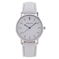 thumbnail image 1 of Mens Quartz Watches With Leather Strap Minimalist Fashion Analog Watch Silver Case Gift Watches Reloj Business Wristwatches White Strap White Dial, 1 of 3