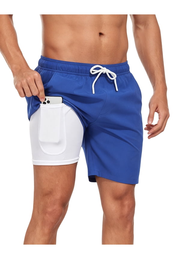 Mens Quick Dry 4 Way Swim Trunks with Liner Summer Bathing Suit Size M