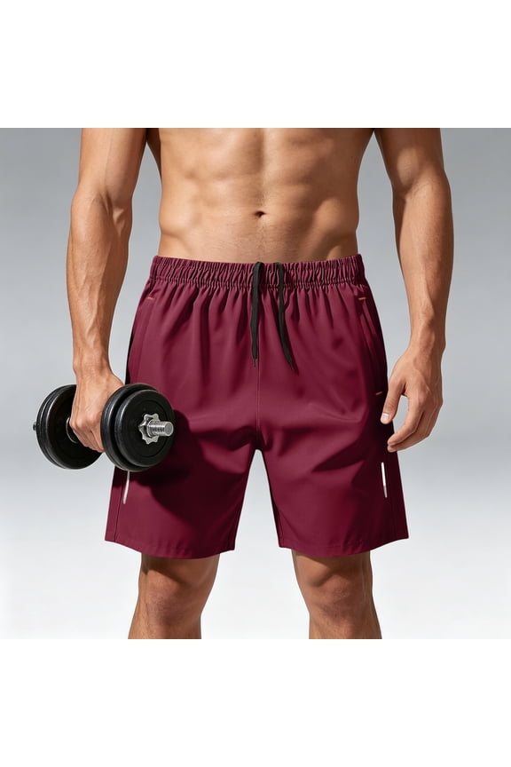 Mens Quick-Dry Athletic Shorts Lightweight Outdoor Casual Shorts Plain Solid Color Drawstring Cargo Shorts, S