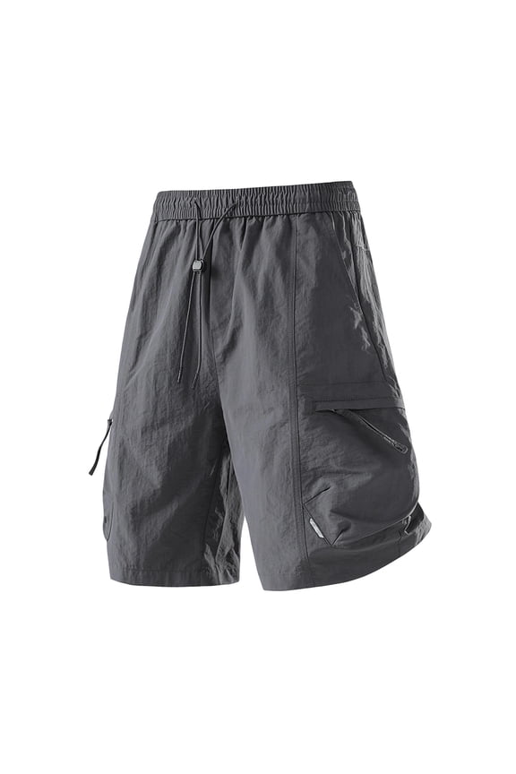 Mens Quick Dry Athletic Shorts, Zipper Pockets Mens Running Basketball Sports Stacked Baggy Cargo Shorts Big and Tall Size S-5XL Dark Gray