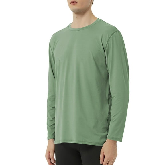 Mens Quick Dry Athletic T-Shirts, Workout Tops for Men Fall Outdoor Stretch Moisture Wicking Crewneck Long Sleeve Shirts M-3XL