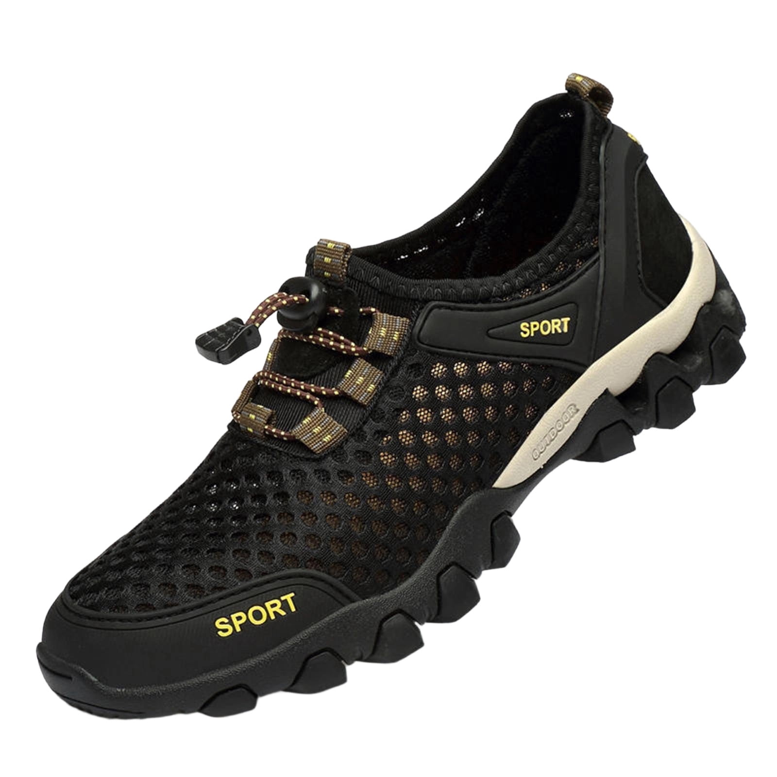 Mens Quick-Dry Breathable Water Shoes Lightweight Non-Slip Aqua Socks for Beach Fishing Kayaking Hiking Black,Size 8.5