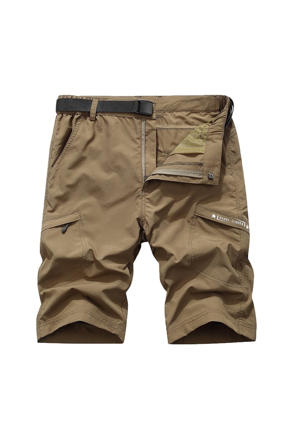 Mens Quick Dry Cargo Shorts with Belt Big And Tall Loose Outdoor Athletic Multi-Pockets Solid Wide Leg Plus Size Beach Loungewear Short