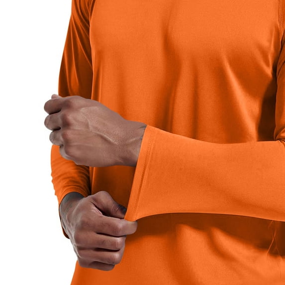 Mens Quick Dry Moisture Wicking UPF 50 UV Sun Protection Long Sleeve Tees Fishing Hiking Beach Swim Workout Rash Guard Shirts Orange S