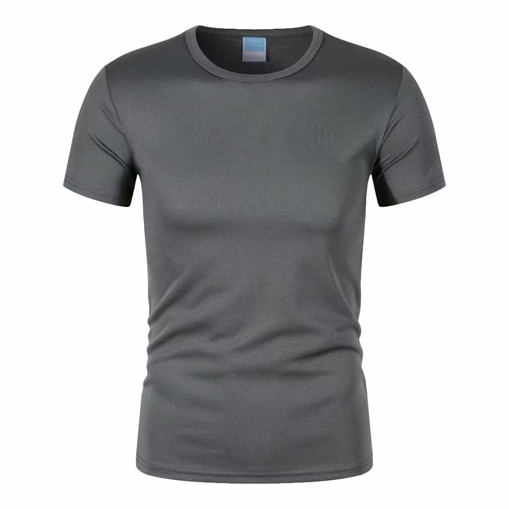 Mens Quick Dry Short Sleeve Blouse Muscle Fitness Gym Activewear