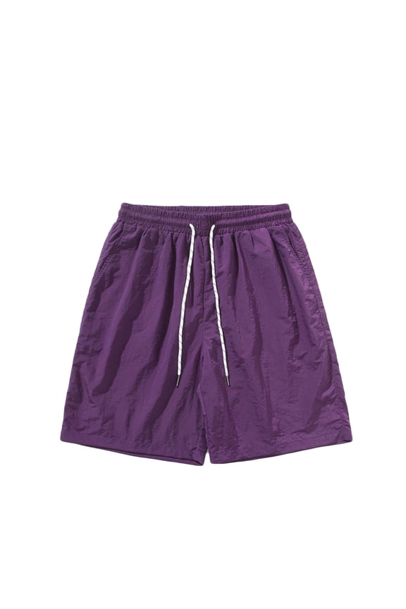 Mens Quick Dry Shorts Casual Lightweight Wide Leg Drawstring Elastic Waist Solid Loose Basketball Gym Running Short with Pockets