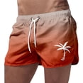 thumbnail image 1 of Mens Quick Dry Shorts Men's Gradient Print Drawstring Waist Beach Shorts Polyester Stretch Sporty Summer Casual Orange L, 1 of 5