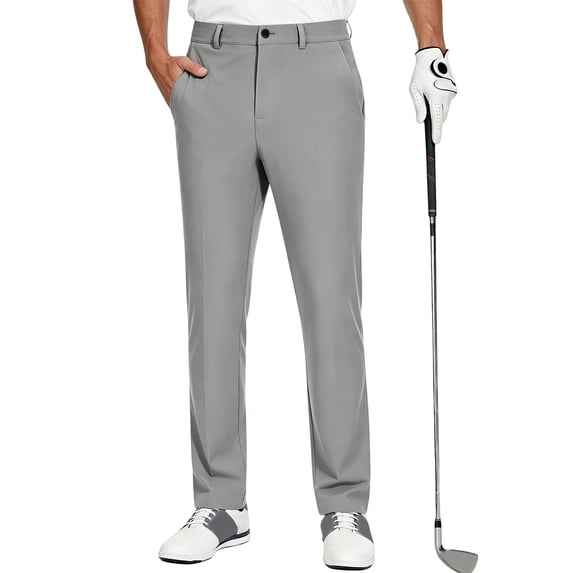Mens Quick Dry Straight Leg Trousers Golf Dress Pants Slim Fit Casual Work Bottoms Gray 3XL
