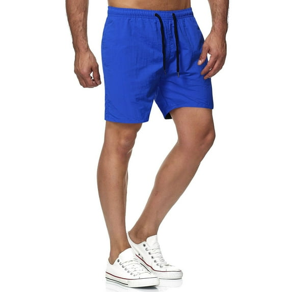 Mens Quick Dry Swim Trunks Beach Solid Color Swimsuit Drawstring Lightweight Sports Jogger Shorts with Pockets