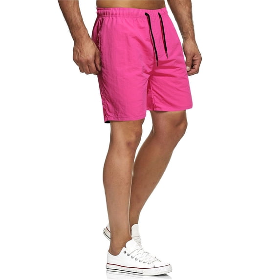 Mens Quick Dry Swim Trunks Beach Solid Color Swimsuit Drawstring Lightweight Sports Jogger Shorts with Pockets