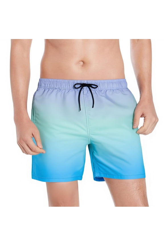 Mens Quick Dry Swim Trunks With Mesh Liner Breathable Bathing Suit Swim Shorts Blue Purple Gradient Size M