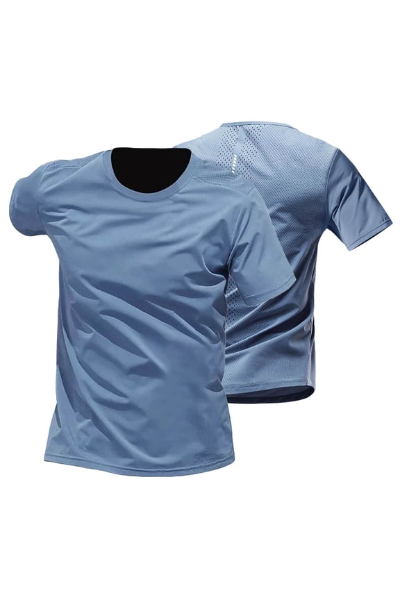 Mens Quick Dry Tee Workout Athletic Sport Moisture-Wicking Short Sleeve Mesh Breathable Running Tops Fathers Gift