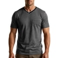 thumbnail image 1 of Mens Quick Dry V Neck T-Shirts Workout Soft Short Sleeve Moisture Wicking Running Athletic Gym Casual Tee Tops with Pocket Dark Gray, 1 of 9