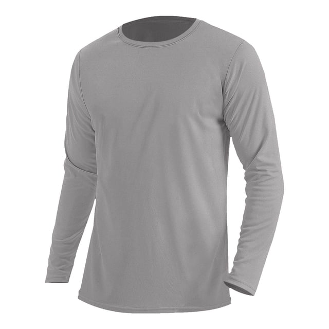 Mens Quick Dry Workout Tops, Long Sleeve Shirts for Men Fall Casual Hollow Solid Color Athletic Crewneck Tees T-Shirts S-2XL