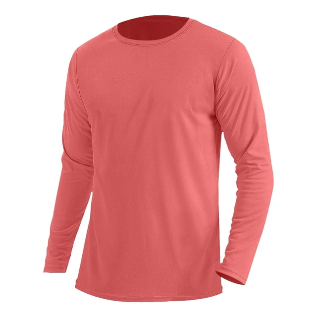 Mens Quick Dry Workout Tops, Long Sleeve Shirts for Men Fall Casual Hollow Solid Color Athletic Crewneck Tees T-Shirts S-2XL
