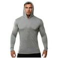 thumbnail image 1 of Mens Quick-Drying Hoodies Long Sleeve Shirts Lightweight Stretchy Pullover Slim Casual Solid Color Breathable Athletic Workout Running Hoodie Tops, 1 of 7