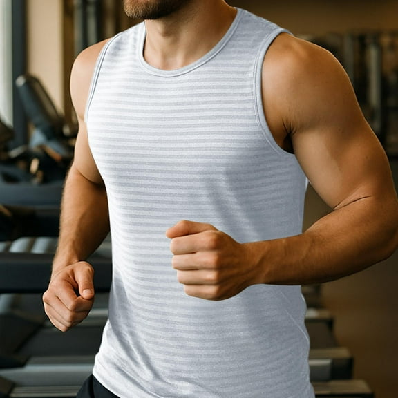 Mens Quick-Drying Tank Tops Sleeveless Muscle Shirts Casual Solid Pullover Crewneck Stretchy Slim Breathable Athletic Workout Gym Undershirts Top