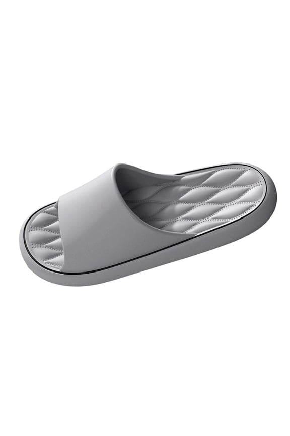 Mens Quilted EVA Slides - Lightweight Waterproof Comfort Slide Sandals, Gray Pool House Shower Slippers,Size 40