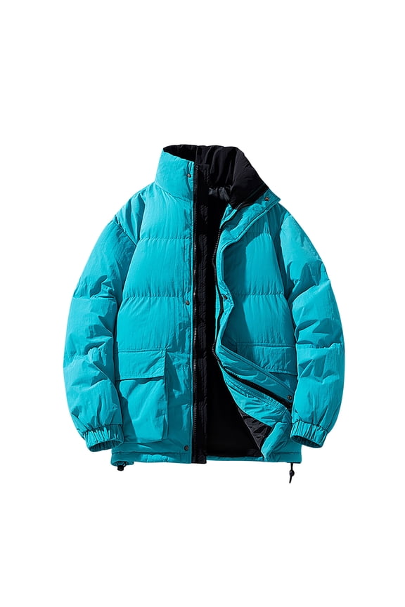 Mens Quilted Jacket Collar Patchwork Bomber Lightweight Outwear Men Casual Color Block Pocket Turndown Collar Long Sleeve Parkas with Pockets