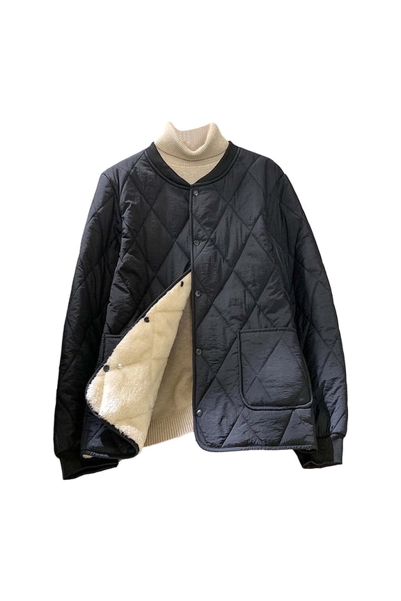 Mens Quilted Jacket Lightweight Puffer Down Coats Full Zip Mock Neck No Hood Outerwear with Pockets