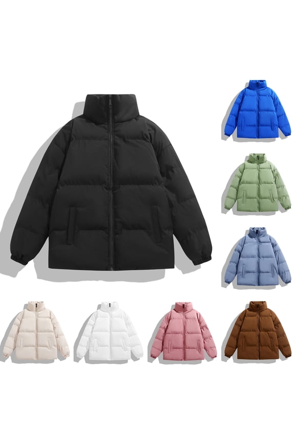 Mens Quilted Jacket Men Solid Long Sleeve Zipper Stand Collar Casual Comfortable Outerwear Sports Coat Jacket