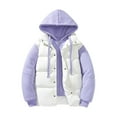 thumbnail image 1 of Mens Quilted Jacket Windproof Water Resistant Winter Coats Mock Two Pieces Hooded Thermal Insulated Warm Casual Outdoor Commute,White,XXXL, 1 of 7