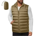 thumbnail image 1 of Mens Quilted Packable Puffer Vest Lightweight Winter Warm Hooded Coat Windproof Zipper Up Sleeveless Jacket with Pockets, 1 of 6