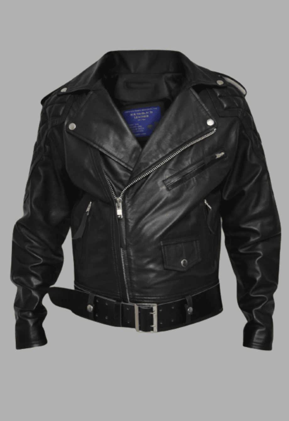 Mens Quilted Side Lace-Up Designers Biker Leather Jacket - Walmart.com