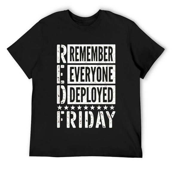 Mens RED Remember Everyone Deployed Red Friday Military T-Shirt Black