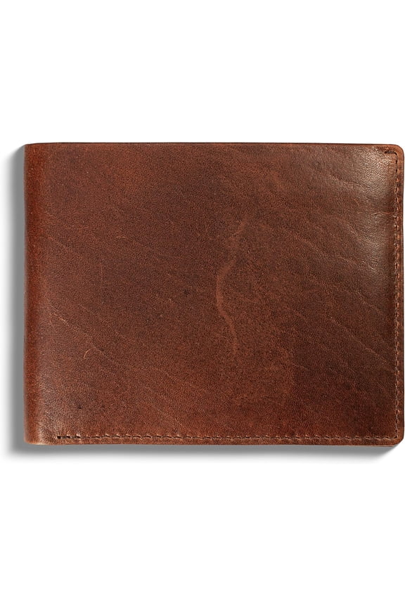 Mens RFID Blocking Bifold Wallet Top Grain Leather in Grizzly Brown, Secure and Durable Extra Capacity Billfold with 11 Credit Card Slots, Tight Stitching, Quick Thumb Push Access, No Logo