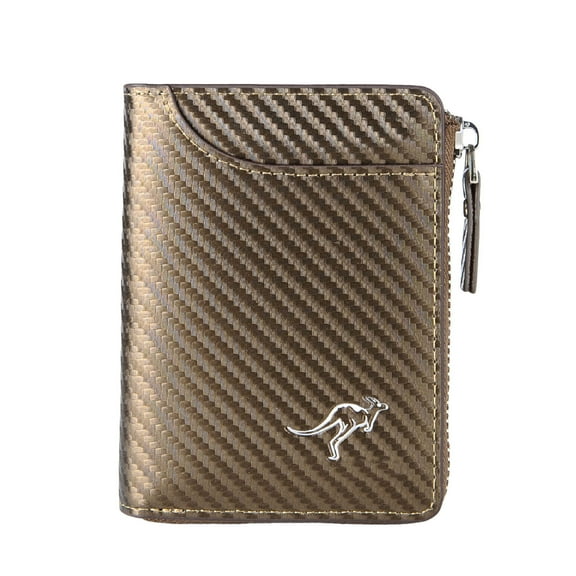 Mens RFID Blocking Leather Wallet Slim Credit Card Holder Zipper Purse Large Capacity Bifold Minimalist Design